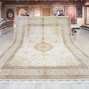 305x427cm Big handmade Silk Area Rug White Antique Hand-knotted Carpets (TJ749A)