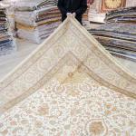 305x427cm Big handmade Silk Area Rug White Antique Hand-knotted Carpets (TJ749A)