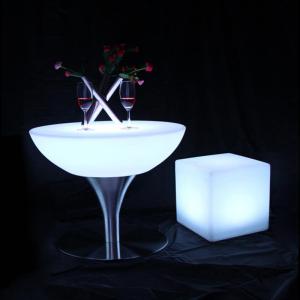 LED Illuminated Furniture Bar Table Set, SK-LF18 (D60*H56cm) 1pc+4pcs LED Cube Stool Diameter 40cm,for Outdoor Bar Party