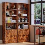 IRONCK Industrial Bookshelves and Bookcases with Doors Floor Standing 6 Shelf Display Storage Shelves 70 in Tall Bookcase for Home Office, Living Room