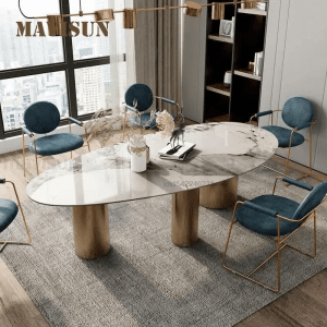 Italian Bright Oval Dining Table And Chairs Combination For Large Villa Home Furniture Minimalist Light Luxury Kitchen Table