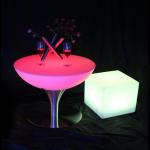 LED Illuminated Furniture Bar Table Set, SK-LF18 (D60*H56cm) 1pc+4pcs LED Cube Stool Diameter 40cm,for Outdoor Bar Party