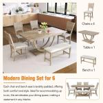 Dining Table Set for 6, Wooden Half Round Kitchen Table Set with Bench and 4 Upholstered Dining Chairs for Kitchen, Dining Room