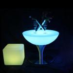 LED Illuminated Furniture Bar Table Set, SK-LF18 (D60*H56cm) 1pc+4pcs LED Cube Stool Diameter 40cm,for Outdoor Bar Party