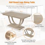 Dining Table Set for 6, Wooden Half Round Kitchen Table Set with Bench and 4 Upholstered Dining Chairs for Kitchen, Dining Room