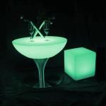 LED Illuminated Furniture Bar Table Set, SK-LF18 (D60*H56cm) 1pc+4pcs LED Cube Stool Diameter 40cm,for Outdoor Bar Party