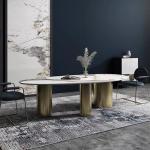 Italian Bright Oval Dining Table And Chairs Combination For Large Villa Home Furniture Minimalist Light Luxury Kitchen Table