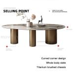 Italian Bright Oval Dining Table And Chairs Combination For Large Villa Home Furniture Minimalist Light Luxury Kitchen Table