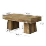 LITTLE TREE Farmhouse Coffee Table, 47 Inches Wooden Rectangular Accent Center Tables with Thick Base, Modern Low Cocktail Tea Furniture for Living Room (Rustic Brown)