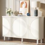 Tribesigns Buffet Cabinet Sideboard with Storage, 59.4-Inch White Storage Cabinet Modern Sideboard Buffet Table with Doors