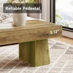 LITTLE TREE Farmhouse Coffee Table, 47 Inches Wooden Rectangular Accent Center Tables with Thick Base, Modern Low Cocktail Tea Furniture for Living Room (Rustic Brown)