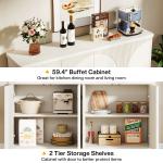 Tribesigns Buffet Cabinet Sideboard with Storage, 59.4-Inch White Storage Cabinet Modern Sideboard Buffet Table with Doors