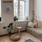 Sharp Atomic Analog Wall Clock - 12" Grey Face, Silver Brushed Finish - Sets Automatically- Battery Operated - Easy to Read - Easy to Use – Modern Design and Style