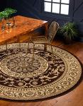 Unique Loom Versailles Collection Traditional Classic Medallion Floral Motif Area Rug (8' 0 x 8' 0 Round, Brown/ Ivory)
