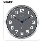 Sharp Atomic Analog Wall Clock - 12" Grey Face, Silver Brushed Finish - Sets Automatically- Battery Operated - Easy to Read - Easy to Use – Modern Design and Style
