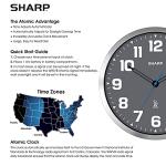 Sharp Atomic Analog Wall Clock - 12" Grey Face, Silver Brushed Finish - Sets Automatically- Battery Operated - Easy to Read - Easy to Use – Modern Design and Style
