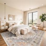 Washable 8x10 Vintage Rug for Living Room