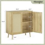 Storage Buffet Cabinet with Rattan Doors and Wood Legs