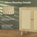 Storage Buffet Cabinet with Rattan Doors and Wood Legs