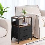 Yoobure Nightstand with Charging Station, Small Night Stand with Fabric Drawers and Storage Shelf for Bedrooms, Nightstands for Small Spaces, Bedside Table with USB Ports & Outlets, Bed Side Table