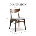 Furniture of America Beck Mid-Century Modern Dining Chairs Set of 2, Solid Wood with Curved Backrest and Angled Legs, Boucle Fabric Padded Seat for Dinner Room, Kitchen, or Living Space, Walnut Brown