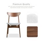Furniture of America Beck Mid-Century Modern Dining Chairs Set of 2, Solid Wood with Curved Backrest and Angled Legs, Boucle Fabric Padded Seat for Dinner Room, Kitchen, or Living Space, Walnut Brown