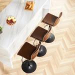 HeuGah Bar Stools Set of 3, Swivel Counter Height Barstools with Back, Adjustable Height 24" to 32", Brown Faux Leather Bar Chairs for Kitchen Island (Brown, Set of 3 (24'' to 32''))