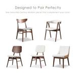 Furniture of America Beck Mid-Century Modern Dining Chairs Set of 2, Solid Wood with Curved Backrest and Angled Legs, Boucle Fabric Padded Seat for Dinner Room, Kitchen, or Living Space, Walnut Brown