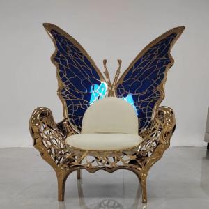 Luxury stainless steel butterfly chair, living room armrest creative art queen single leisure chair, wedding party sofa chair