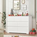 FACBOTALL Dresser for Bedroom, Modern White Dresser, Wood Chest of Drawers Nursery Dressers, with Storage, 7 Drawer Double with Handle Free, Large Storage Organizer for Living Room,White