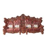 European high-grade full solid wood carving flower luxury first layer leather 124 sofa living room villa first layer