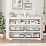 FACBOTALL Dresser for Bedroom, Modern White Dresser, Wood Chest of Drawers Nursery Dressers, with Storage, 7 Drawer Double with Handle Free, Large Storage Organizer for Living Room,White