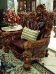 European high-grade full solid wood carving flower luxury first layer leather 124 sofa living room villa first layer