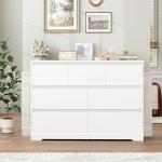 FACBOTALL Dresser for Bedroom, Modern White Dresser, Wood Chest of Drawers Nursery Dressers, with Storage, 7 Drawer Double with Handle Free, Large Storage Organizer for Living Room,White