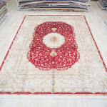 305x427cm Handmade Turkey Large Silk Rug Red Medallion Luxury Exquisite Carpet (TJ492A)