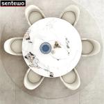 Designer Luxury Round Dinning Marble Rock Slab Dining Table Set 4 6 Chairs Mesa Posta Furniture Meuble Stainless Steel Gold Base