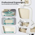 TRALT Office Chair Ergonomic Desk Chair, 330 LBS Home Mesh Office Desk Chairs with Wheels, Comfortable Gaming Chair, High Back Office Chair for Long Hours (Beige)