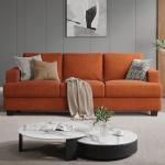 COPIAE 89 Inch Sofa with Extra Deep Seats Oversize, 3 Seater Sofa for Living Room, Modern Couch and Sofa, Comfy Armrests and Seats and Backrests, Easy Installation, Corduroy Fabric Rust