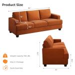 COPIAE 89 Inch Sofa with Extra Deep Seats Oversize, 3 Seater Sofa for Living Room, Modern Couch and Sofa, Comfy Armrests and Seats and Backrests, Easy Installation, Corduroy Fabric Rust