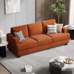COPIAE 89 Inch Sofa with Extra Deep Seats Oversize, 3 Seater Sofa for Living Room, Modern Couch and Sofa, Comfy Armrests and Seats and Backrests, Easy Installation, Corduroy Fabric Rust