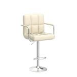 Yaheetech Bar Stools Set of 2, PU Leather Adjustable Swivel Barstools, Hydraulic Kitchen Counter Height Bar Chairs with Armrest and Back for Bar, Kitchen, Dining Room, Beige