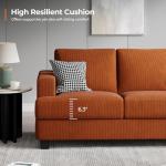 COPIAE 89 Inch Sofa with Extra Deep Seats Oversize, 3 Seater Sofa for Living Room, Modern Couch and Sofa, Comfy Armrests and Seats and Backrests, Easy Installation, Corduroy Fabric Rust