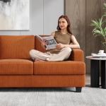 COPIAE 89 Inch Sofa with Extra Deep Seats Oversize, 3 Seater Sofa for Living Room, Modern Couch and Sofa, Comfy Armrests and Seats and Backrests, Easy Installation, Corduroy Fabric Rust