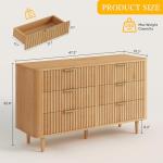 DWVO 6 Drawer Dresser with Fluted Panel, 47.2" Wide Modern Closet Dressers Chest of Drawers, Wood Storage Dresser Organizer for Bedroom, Dorms, Flats, Living Rooms, Hallways, Natural Oak