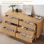 DWVO 6 Drawer Dresser with Fluted Panel, 47.2" Wide Modern Closet Dressers Chest of Drawers, Wood Storage Dresser Organizer for Bedroom, Dorms, Flats, Living Rooms, Hallways, Natural Oak