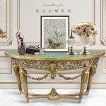 Table luxury hand-carved brass semi-circular imported marble coffee table corner atmospheric villa