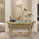Table luxury hand-carved brass semi-circular imported marble coffee table corner atmospheric villa