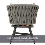 7-Piece Outdoor Dining Set , Patio Furniture Set for 6 Swivel Rope Wicker Chairs & 1 Rectangular Dining Faux Woodgrain Table