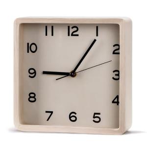 Maxspace Wooden Wall Clock, 8 Inch Non-Ticking Silent Square Wall Clock, Battery Operated, Modern Simple Style Log Decor Clock for Home/Office/School/Kitchen/Bedroom/Living Room (Beige)