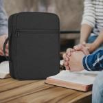 GERMUN Bible Cover with Durable Handle, Carrying Book Case Church Bag Bible, Protective with Zippered Pocket, Bible Study Accessories Supplies, Book Protector for Book Lovers, Black
